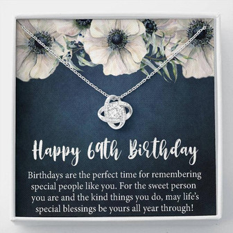 Happy 69Th Birthday Gift Necklace, Jewelry Gift For Mom Grandma, 69Th Birthday Gifts For Womens, 69 Years Old Love Knot Necklace - Thegiftio UK
