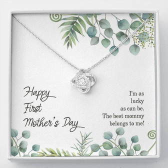 Happy First Mother's Day Gift Necklace, First Mom Necklace, New Mom Jewelry, Love Knot Necklace Gift - Thegiftio