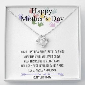 Happy Mothers Day From Your Bump Gift To Expecting Mom, Mother's Day Gift, Mothers Day Love Knot Necklace For Pregnant Expecting Moms Gift - Thegiftio UK