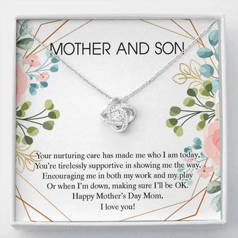 Happy Mother's Day Necklace Gift For Mom, Mother's Day Jewelry, Mother's Day Gift, Mother And Son Love Knot Necklace - Thegiftio UK