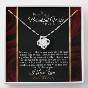 "I Choose You" Love Knot Necklace Golden Roses Edition - Thegiftio UK