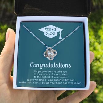I Hope Your Dreams Take You To... - Graduation 2021 Love Knot Necklace Gift - Thegiftio UK