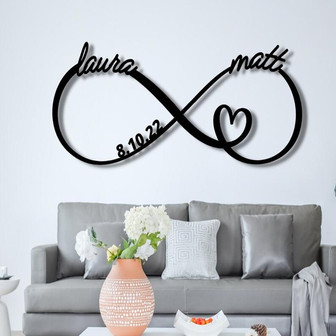 Infinity Metal Sign, Family Name Sign, Personalized Metal Wall Decor, Housewarming Gift, Welcome Sign for Front Porch, Metal Monogram Sign - Thegiftio UK