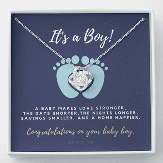 It's A Boy Necklace Gift For Mom | Baby Boy Congratulations | Baby Boy Shower Gift For Mom | New Mom Necklace | New Mom Gift | Gift For New Baby | New Mother Jewelry | Quotes | New Mommy Gift | Love Knot Necklace - Thegiftio
