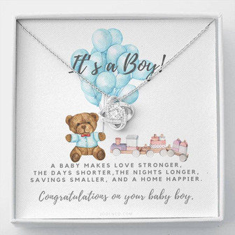 It's A Boy Necklace Gift For Mom | Baby Boy Congratulations | Baby Boy Shower Gift For Mom | New Mom Necklace | New Mom Gift | Gift For New Baby | New Mother Jewelry | Quotes | New Mommy Gift | Love Knot Necklace - Thegiftio