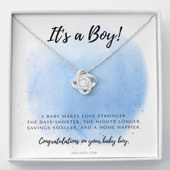 It's A Boy Necklace Gift For Mom | Baby Boy Congratulations | Baby Boy Shower Gift For Mom | New Mom Necklace | New Mom Gift | Gift For New Baby | New Mother Jewelry | Quotes | New Mommy Gift | Love Knot Necklace - Thegiftio