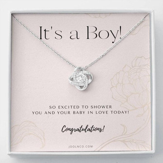 It's A Boy Necklace Gift For Mom | Baby Boy Congratulations | Baby Boy Shower Gift For Mom | New Mom Necklace | New Mom Gift | Gift For New Baby | New Mother Jewelry | Quotes | New Mommy Gift | Love Knot Necklace - Thegiftio