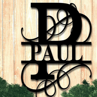 Last Name Metal Sign, Split Letter Monogram, Family Name Sign, Wedding Gift, House Warming Gift, Last Name Sign, Door Hanger, Metal Wall Art - Thegiftio UK