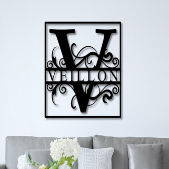 Last Name Metal Signs Personalized Metal Sign Custom Last Name Sign Family Name Sign Metal Wall Art Split Monogram Personalized Wedding Gift - Thegiftio