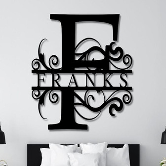 Last Name Metal Signs Personalized Metal Sign Custom Last Name Sign Family Name Sign Metal Wall Art Split Monogram Personalized Wedding Gift - Thegiftio