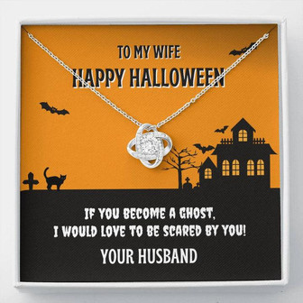Love Knot Necklace - Happy Halloween - To My Wife | Cubic Zirconia - Thegiftio