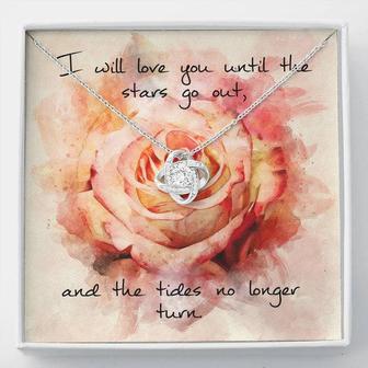 Love Knot Necklace – Pink Rose Message Card - Thegiftio UK