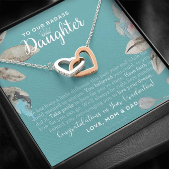 Love Knot Necklace, To Our Badass Daughter, Straighten Your Crown Necklace, Parents Daughter Necklace, Daughter Graduation Gift, Graduation On Pandemic - Thegiftio