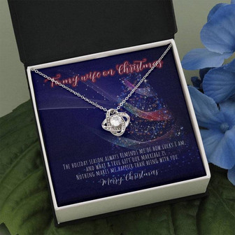 Love Knot Necklace, White Gold And Cubic Zirconia, Necklace For Her, Christmas Gift For Wife - Thegiftio