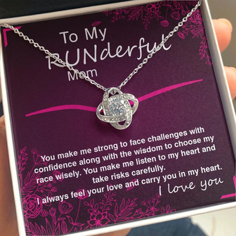 Love Knot Necklace With Make Me Strong To Face Challenges Message Card Gift For Mother - Thegiftio UK
