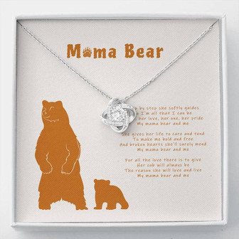 Mama Bear & Me Love Knot Necklace With Message Card - Thegiftio