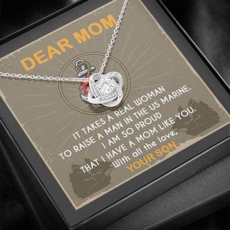 Marine Mom Gift - I Am So Proud Having Mom Like You - The Love Knot Necklace - Thegiftio UK