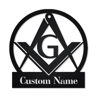 Masonic Freemasonry Monogram Metal Wall Sign | Masonic Metal Wall Art | Farmhouse Decor | Office Wall Art | Housewarming Outdoor Metal Sign - Thegiftio UK
