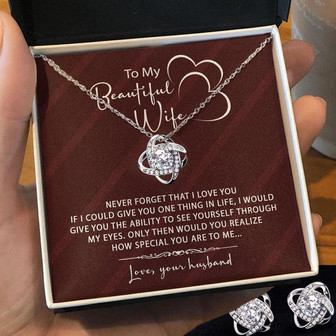 Meaningful Gift For Wife - Love Knot Necklace With Message - Thegiftio UK