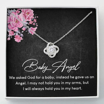 Memorial Necklace, Loss Of Baby Gift , Baby Angel In Loving Memory , Love Knots - Thegiftio UK