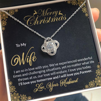Merry Christmas To My Wife - I Love You Forever - Love Knot Necklace - Thegiftio UK