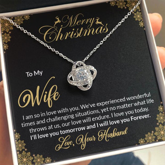 Merry Christmas To My Wife - I Love You Forever - Love Knot Necklace - Thegiftio UK
