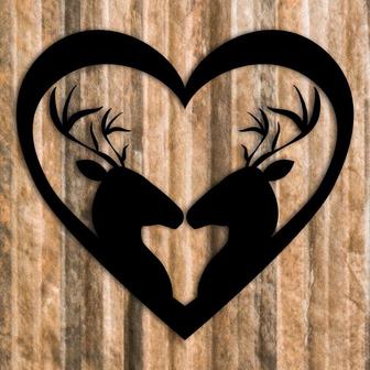 Metal Deer Couple Wall Hanging, Wall decor, home decor, love decor, deer wall sign, deer wall hanging, heart wall hanging, heart wall art - Thegiftio UK