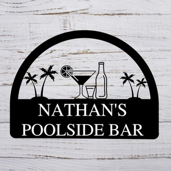 Metal PoolSide outdoor oasis Sign-Metal Swimming Pool Sign-Metal Backyard Sign-Custom Backyard Sign-Custom Poolside Sign-Sign for Pool Area - Thegiftio UK