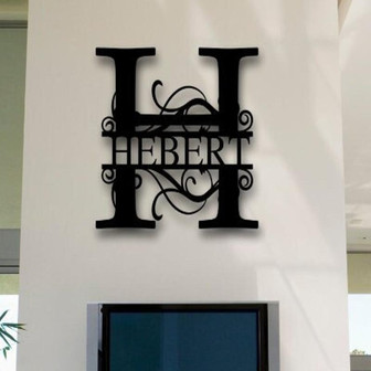 Metal Sign Personalized, Metal Name Sign, Split Letter Monogram Metal Sign, Outdoor Metal Art with Name, Monogram Outdoor Sign, Steel Letter - Thegiftio UK