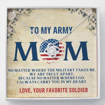 Military Mom Mother's Day Gift From Army Soldier Son, Daughter Necklace Gift, Meaningful Gift Arrmy Mom Love Knot Necklace - Thegiftio UK