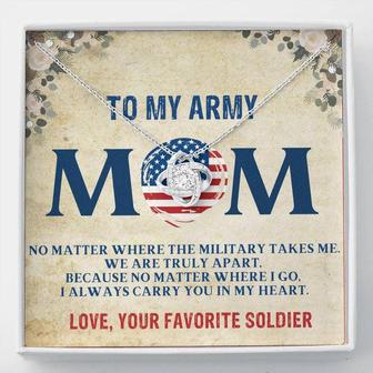 Military Mom Mother's Day Gift From Army Soldier Son, Daughter Necklace Gift, Meaningful Gift Arrmy Mom Love Knot Necklace - Thegiftio UK