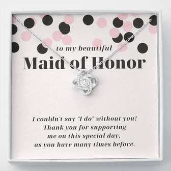 Modern Confetti Thank You Maid Of Honor Love Knot Necklace - Thegiftio UK