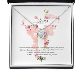 Mom Necklace, Dad Necklace, Lord Help Me To Be Both Mother And Father Single Mom Love Knot Necklaces - Thegiftio UK