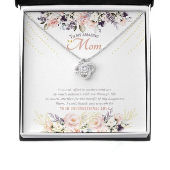 Mom Necklace, Elegant Gift For My Amazing Mom On Mother’S Day With Watercolor Flowers, Love Knot Necklaces - Thegiftio UK