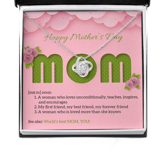 Mom Necklace, Gift For My Beloved Mom On Mother’S Day With Paper Cut Letters, Flowers, Clouds - Thegiftio UK