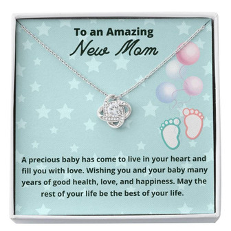 Mom Necklace, Gift For New Mom Love Knot Necklace First Time Mom To Be Gifts, Present For New Mom - Thegiftio UK