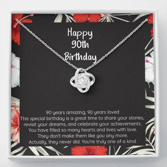 Mom Necklace, Grandmother Necklace, 90Th Birthday, Filled Hearts & Lives With Love, Cz Knot Necklace - Thegiftio