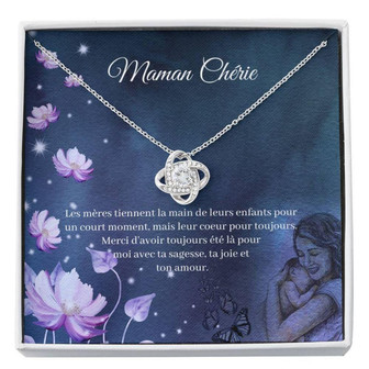 Mom Necklace, Maman Gift, Cadeau French Mom Necklace, Ma Mere Carte, Knot Necklace, French Quote - Thegiftio UK