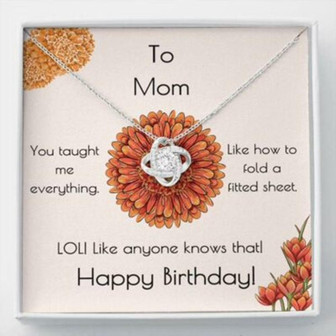 Mom Necklace, Mom Birthday Gift Fitted Sheet Love Knot Necklace - Thegiftio