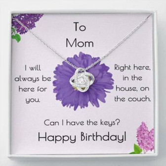 Mom Necklace, Mom Birthday Gift Here For You Love Knot Necklace - Thegiftio UK
