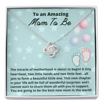 Mom Necklace, Mom To Be Necklace Gift, Gift Love Knot Necklace For Expecting Moms, Mom To Be, New Mom Gift, Pregnancy Gift - Thegiftio UK