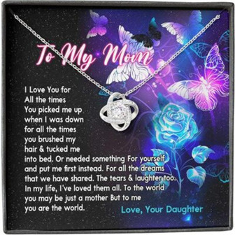 Mom Necklace, Mother Daughter Necklace, Presents For Mom Gifts, World Butterfly Rose - Thegiftio