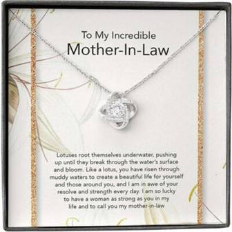 Mom Necklace, Mother-In-Law Necklace, Mother In Law Son Necklace, Presents For Mom Gifts, Lotus Incredible - Thegiftio UK
