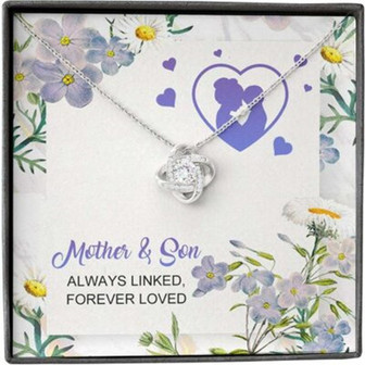 Mom Necklace, Mother Son Necklace, Presents For Mom Gifts, Always Linked Forever Loved - Thegiftio UK