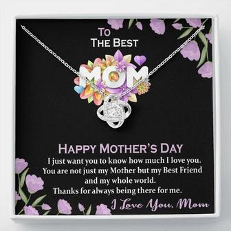 Mom Necklace, Mothers Day Gift Jewelry Love Knot Pendant The Best Mom Msg Card - Thegiftio UK