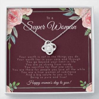 Mom Necklace, Super Woman Mothers Necklace Gift, Happy Womens Day Necklace - Thegiftio UK