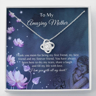 Mom Necklace, Sweet Mom Gift Necklace , Message Card For Mother , Love Knot Necklace- Best Mother Gift - Thegiftio UK