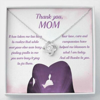 Mom Necklace, Thank You Mom “Blossom Pb” Love Knot Necklace Gift - Thegiftio UK
