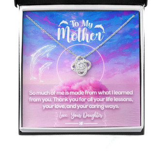 Mom Necklace, Thank You Mom For All Your Life Lessons Love Knot Necklaces - Thegiftio UK