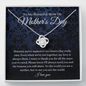 Mom Necklace, To My Beautiful Mom On Mother, Day Necklace, Gift For Mom - Thegiftio UK